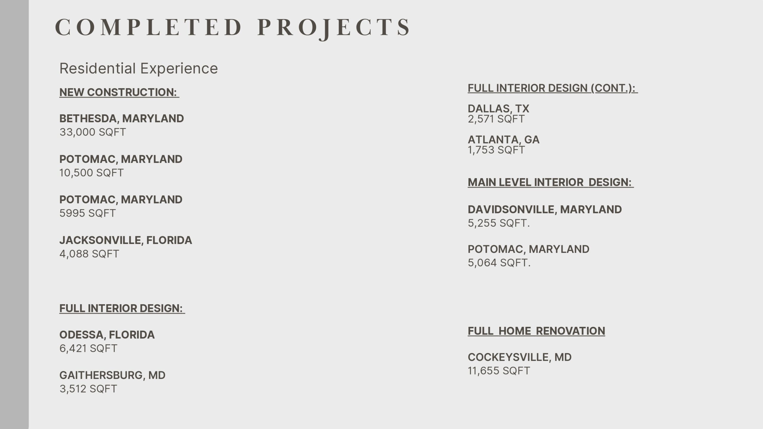 Completed Works